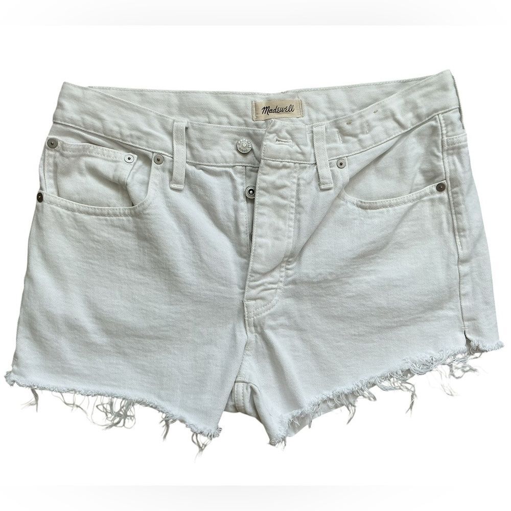Madewell White Cutoff Denim Shorts Raw Hem Summer Size 27